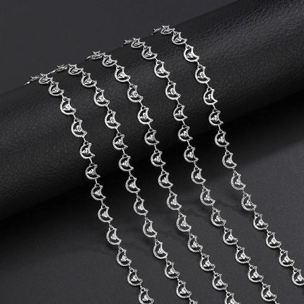 Wholesale 1 meter Moon and Heart Anklet Bracelet Necklace Link Chains For DIY Jewelry Making Supplies Accessories