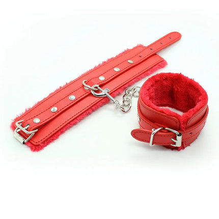 Leather Plush Hand Ankle Cuffs Bdsm Bondage Adult Games Restraints Foot Fetish Sex Toys For Couples Women Erotic slave Handcuffs