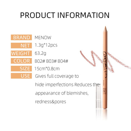 Face Dark Circle Concealer Pen Cover Up Acne Scars Fine Lines Wooden Handle Soft Cream Waterproof Face Contour Pen Face Makeup