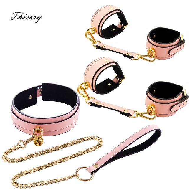 Thierry 3 PCS Luminous Erotic Sex Toys For Couples Adult Game BDSM Sex Kits Bondage Set Handcuffs ankle cuffs Collar Fetish toy