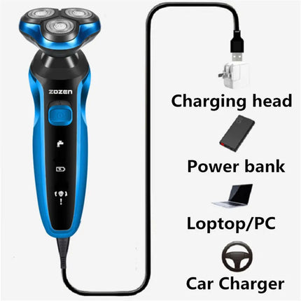 ZOZEN Electric Shaver Rechargeable Electric Razor Shaving Machine Cleaning Beard Razor for Men Wet and Dry Use Washable ZN1159