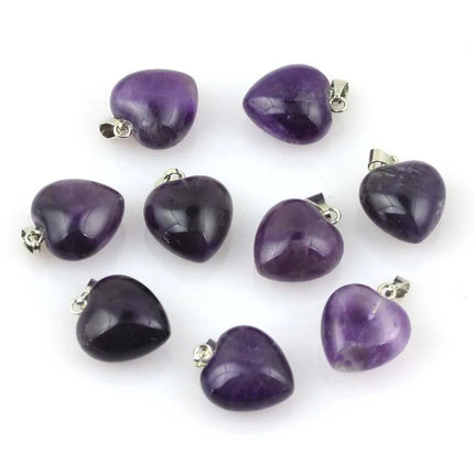 KFT Natural Rose Crystal Quartz Stone Heart Love Pendant Healing Amethyst Aquamarine Chakra Reiki Necklace Mother's Day Gifts