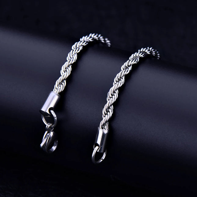 Cheap wholesale Width 4MM stainless steel twisted rope chain bracelet fashion jewelry for men and women party gifts drop ship