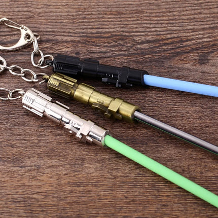 1 PCS Cosplay Toys Star Metal Keychain Lightsaber Light Saber Telescopic Key Ring Figure Toys