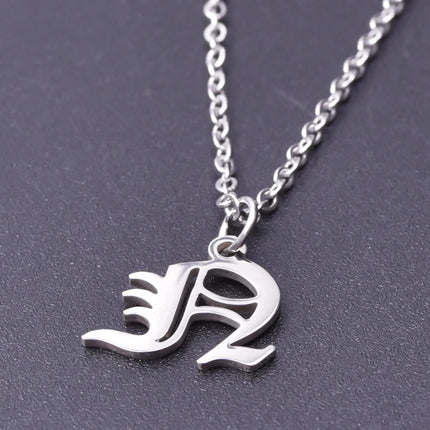 2pcs Stainless Steel Initial Necklace For Men Women Chain Old English Pendant 26 Letters Statement Necklaces Jewelry Couple Gift