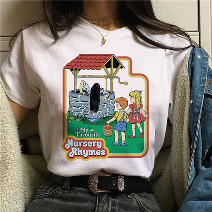 Harajuku Funny Female T-shirt Satan Vintage Graphic Tees Dogs Mommy Can We Keep Him Fashion Short Sleeve T Shirt Women Tops