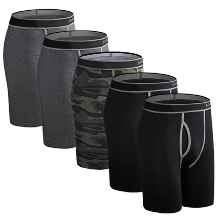 5Pcs Set Long Boxer Men Underwear Male Underpants Panties Sexy Clavin Underware Calzones BoxerShorts Boxer Shorts Homme Trunk