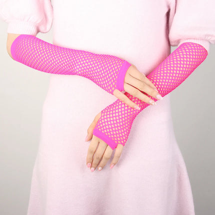 1Pair Women Sexy Lace Long Glove Fingerless Fishnet Mesh Punk Disco Mittens Clubwear Dance Cosplay Party Costumes Glove