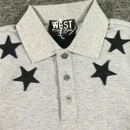High New Novelty 2021 Embroidered 7 4 Stars Collar Cute Crown Casual Polo Shirts Shirt Skateboard Cotton Polos Top Tee 046