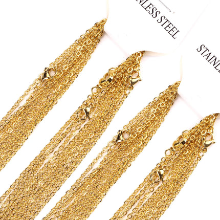 LUXUKISSKIDS Stainless Steel Chains Necklace Woman 10pcs/lot Bulk Wholesale DIY Rolo 2mm Chain No Fade Choker For Jewelry Making