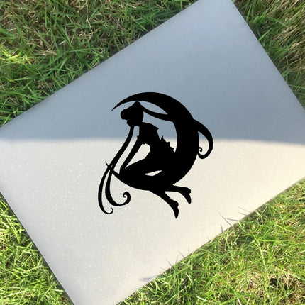 Solar System Luna Moon Girl Cartoon Anime Vinyl Art Sticker Car Window Decor, Tokyopop Princess Laptop Decals for MacBook Pro