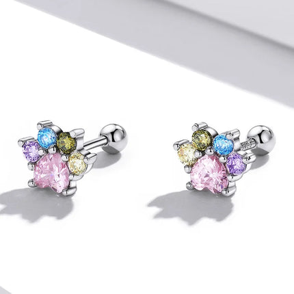 Bamoer 925 Sterling Silver Brilliant Star Earrings for Women Tiny Butterfly Stud Earrings Snowflake Girl Ear Studs Fine Jewelry