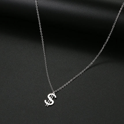 Stainless Steel Necklaces Dollar Symbol Currency Style Pendant Collar Chain Fashion Necklace For Women Jewelry Party Best Gifts
