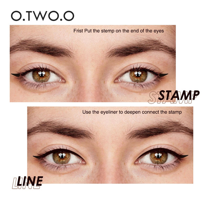 O.TWO.O Eyeliner Stamp Black Liquid Eyeliner Pen Waterproof Fast Dry Double-ended Eye Liner Pencil Makeup for Women Cosmetics