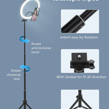 Youtube Shooting Vlog Selfie Circular Photo Ring Light Led Photographic Video Camera Lamp Studio Lighting Phone Holder