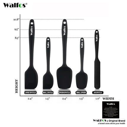 Walfos 5PCS/Set Non-Stick Silicone Spatula Baking Pastry Heat-Resistant Silicone Spatula Kitchen Utensil Cooking Tool