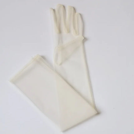 70cm Sexy Lace Thin Hollow Transparent Long Gloves Soft Breathable Solid Net Yarn Women Man Performance Party Elasticity Cosplay