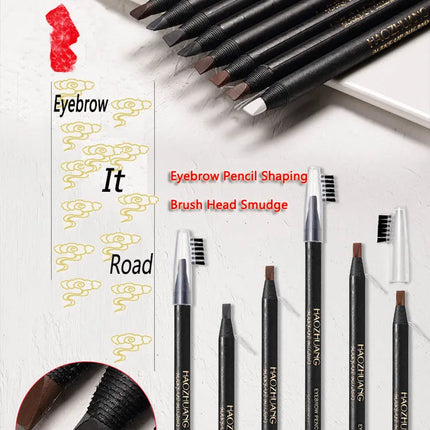 Brown Eyebrow Pencil Waterproof High Quality Professional Female Cheap Eyebrow Enhancer Chinese Cosmetics Haozhuang Brand Makeup