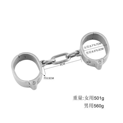 Stainless Steel Handcuff Slave Restraints Set Bondage Collar Ankle Cuffs BDSM Bondage Restraint Sex Toys for Women Man Couples