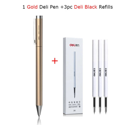 Deli Metal Gel Pen Rollerball Caneta ручка Ballpoint 0.5MM Signing Pens for Office Students Business Stationary Supplies