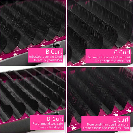 Abonnie B/C/D 12Rows Mink Hair Lashes Extension Matte Black Fluffy Silk Eyelash Extension for Beauty Makeup