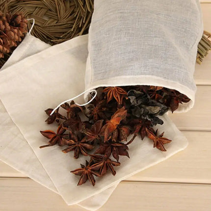 Cotton Muslin Drawstring Strainer Tea Spice Separate Filter Bag With String Empty Cotton Filter Bag Cotton Yarn Bag  25/10PC