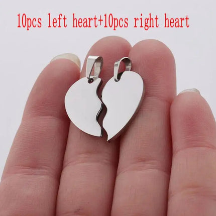 20pcs 100% Mirror Polished Stainless Steel Heart Blank Puzzle Charm Pendant Broken Heart Charm Pendants High Polished Wholesale