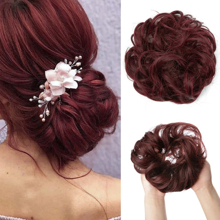 Synthetic Hair Bun Extensions Messy Curly Elastic Hair Scrunchies Hairpieces Synthetic Chignon Donut Updo Hair Pieces for Women