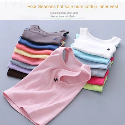 Fashion Children T-shirts for Girls Candy Color Baby Boys Graphic Tee Cotton Vest Tops Kids Summer Clothes Sleeveless T-Shirt