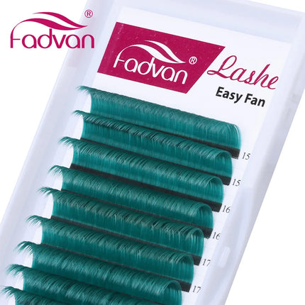 Fadvan Colored Eyelashes Extension Easy Fanning Red Green Blue Brown Purple Colorful Auto Blooming Makeup Lashes 15-20mm Long