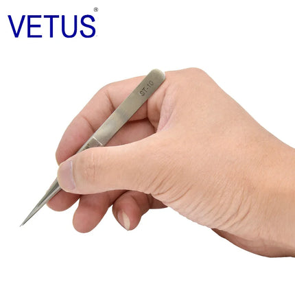VETUS ST-10 (110mm) High Precision Tweezers Stainless Steel Non-magnetic Acid-proof Pincers Eyelash Beauty Manicure Tools