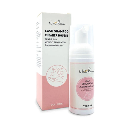 NATUHANA 60ml Gentle Lash Cleansing Mousse No Irritation Eyelash Shampoo for Extensions Grafting Makeup Remover Glue Cleanser