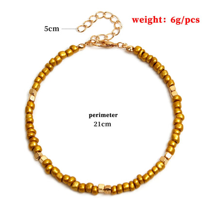 Bohemian Colorful Glass Beaded Anklet For Women Handmade Anklets on the leg Summer Beach Barefoot Jewelry Gift 21cm long,1 Piece
