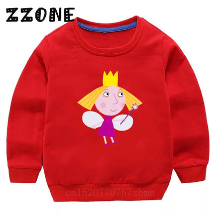 New Spring Autumn Baby Girls Sweatshirts Ben and Holly Kingdom Cartoon Cute Kids Hoodies Children Pullover Tops Boys Clothes