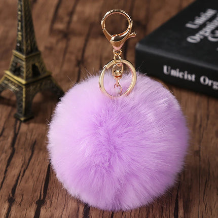 Trinket Fluffy Artificial Rabbit Fur Ball Key Chain 8cm Pompons Keychain 21 Color Women Car Bag Key Ring Hang Jewelry