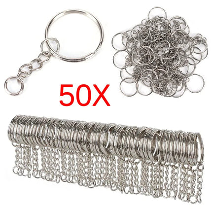 Silver Plated Metal Blank Keyring Keychain Charms Split Ring Keyfob Key Holder Link Rings Women Men DIY Key Chains Accessories