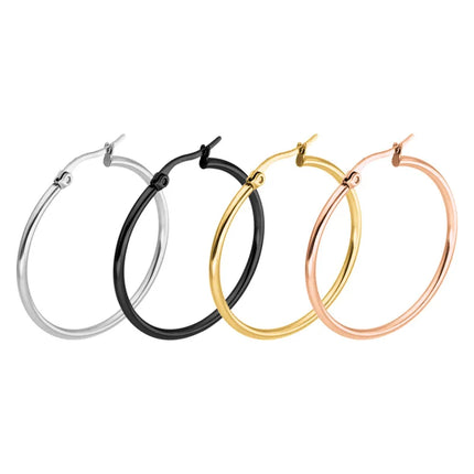 Hoop Earrings Small Big Circle Women Exaggerated Hoop Ear Loop Smooth Ring Round Earring Stainless Steel Jewelry Wholesale