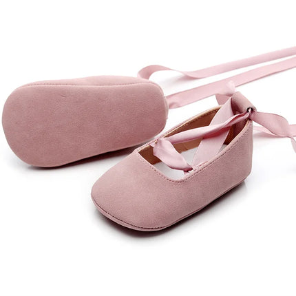 Fashion Newborn Baby Girl Shoes First Walkers Moccasins Cross Ribbon Princess Dance Soft Sole Infant Toddler Shoes Footwear