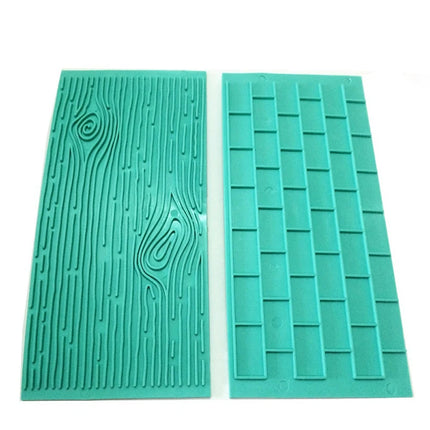 2Pcs/Set Bark Walls Cake Mold Embossed Fondant Brick Wood Grain Bakeware Cutter DIY Mould Pastry Baking Cake Decorating Tools