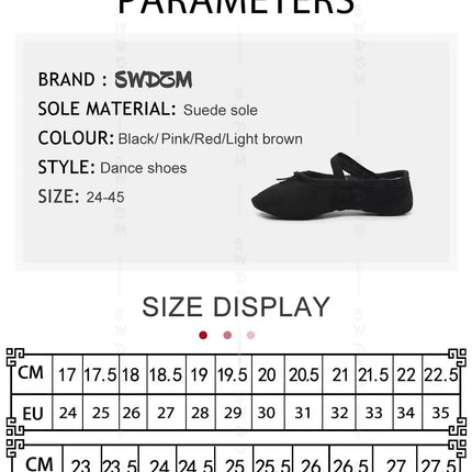 Girls Ballet Shoes Canvas Flat Ballet Dancing Slippers Dance Shoes For Adult Women Kids Children Classic Split-Sole Soft Leather