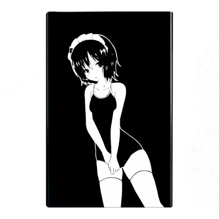 Animation Anime Derivatives Black Red Thin Slim Cigarette Case For Women Metal Aluminum Alloy Sliding Cigarette Box Man Custom