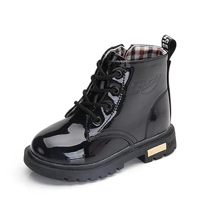 New Children Shoes Boots for Children Size 21-37 Boots for Girl PU Leather Waterproof Winter Kids Snow Shoes Girls Boots
