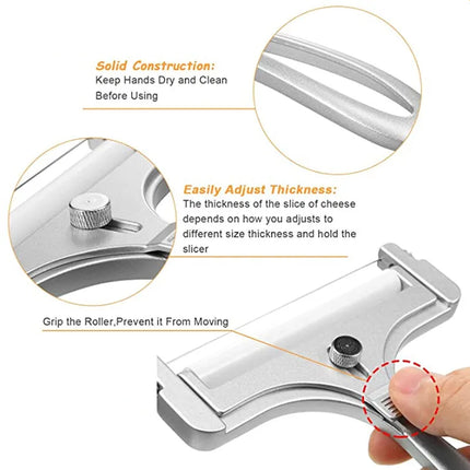 Aluminum Alloy Cheese Slicer with Wire Adjustable Thickness Cheese Butter Cutter  for Soft and Semi-Hard Cheeses Kitchen Gadgets