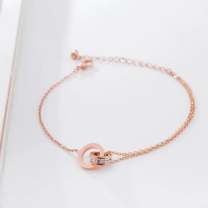 316L Stainless Steel Fashion High-end Jewelry Embedded Zircon Round Roman Numerals Ankle Ornaments Charm Chain Anklet For Women