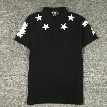 High New Novelty 2021 Embroidered 7 4 Stars Collar Cute Crown Casual Polo Shirts Shirt Skateboard Cotton Polos Top Tee 046
