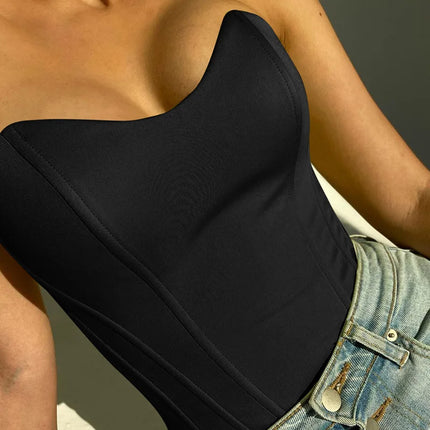 Sexy Women Tube Tops Solid Sleeveless Slim Skinny Corset Cropped Top 2023 Summer Casual Elegant Female Strapless Vest