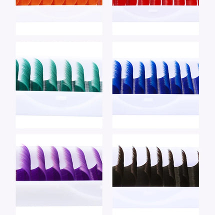 Fadvan Colored Eyelashes Extension Easy Fanning Red Green Blue Brown Purple Colorful Auto Blooming Makeup Lashes 15-20mm Long