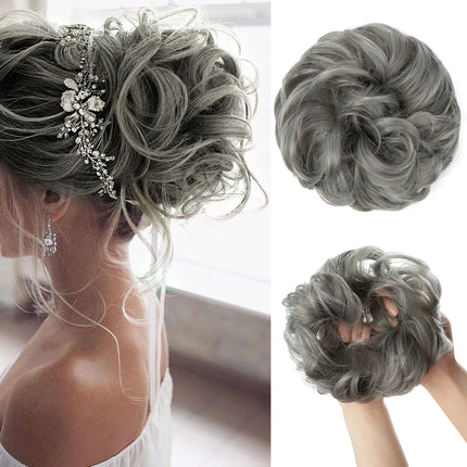 Synthetic Hair Bun Extensions Messy Curly Elastic Hair Scrunchies Hairpieces Synthetic Chignon Donut Updo Hair Pieces for Women