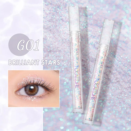 FOCALLURE-Liquid Eyeshadow Glitter for Eyes, Cosmetics Eyeliner with Sparkles, Shiny Shadows, Professional Makeup