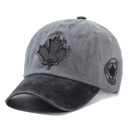 Unisex Washed Cotton Vintage Cap Canada Big Maple Leaf Embroidery Baseball Cap Men And Women Outdoor Sports Hats